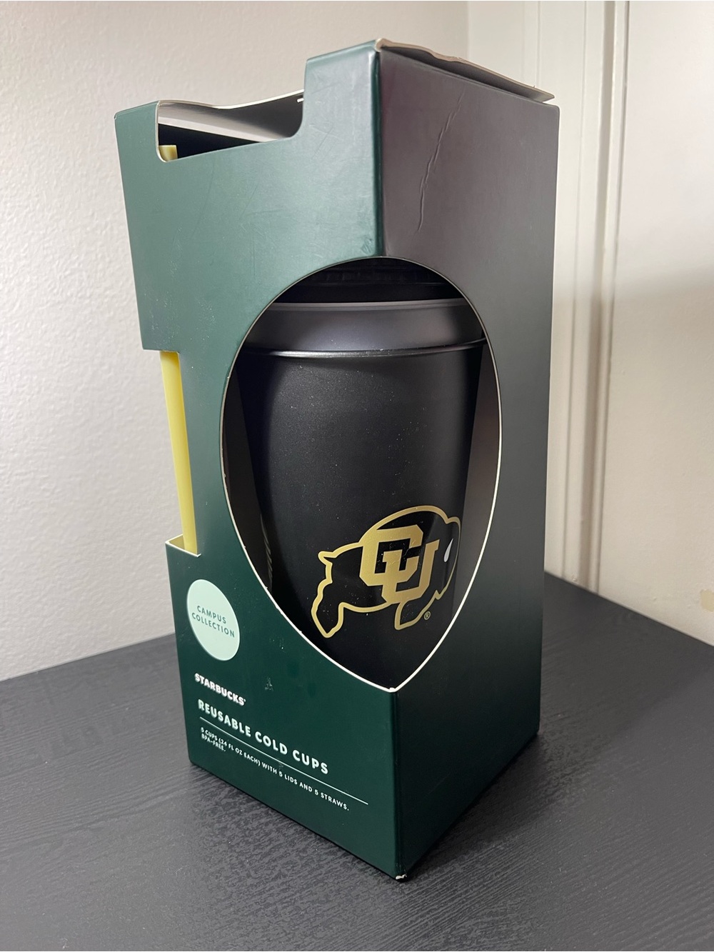Starbucks University of Colorado Buffaloes Reusable Cold Cups 24oz 5 Pack New